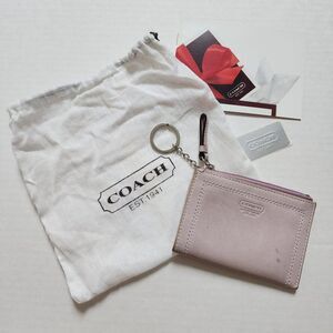 Coach Womens Change Coin Keychain Leather Purse with Dust Bag